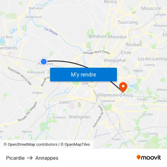 Picardie to Annappes map