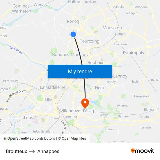 Broutteux to Annappes map