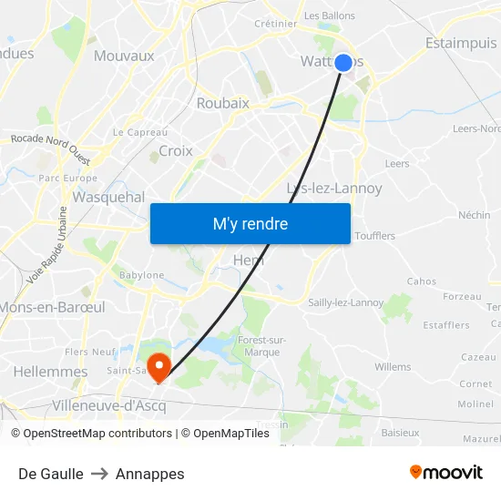 De Gaulle to Annappes map