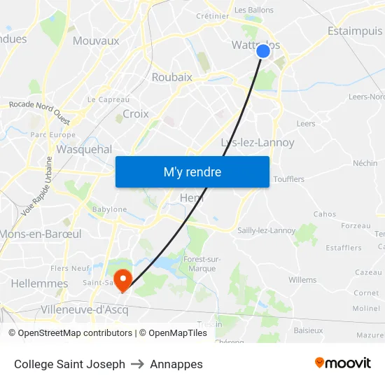 College Saint Joseph to Annappes map