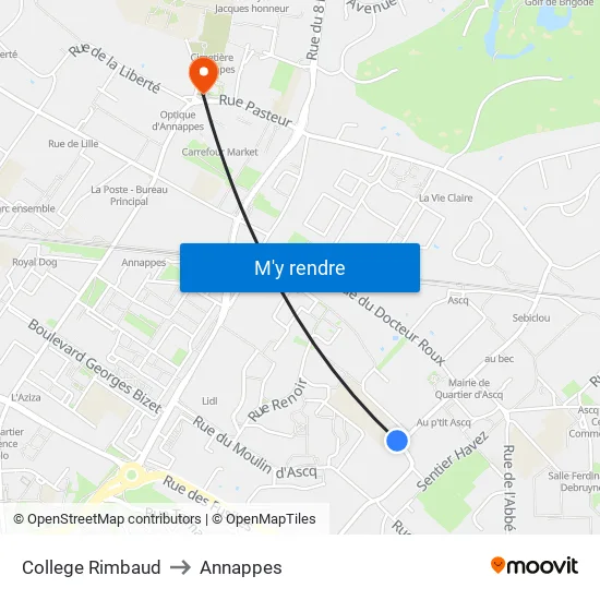 College Rimbaud to Annappes map