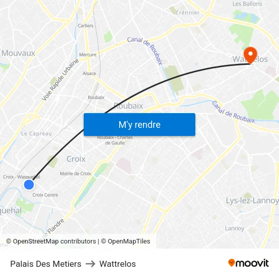 Palais Des Metiers to Wattrelos map