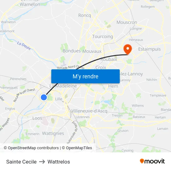 Sainte Cecile to Wattrelos map
