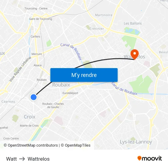 Watt to Wattrelos map