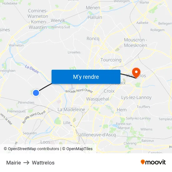 Mairie to Wattrelos map