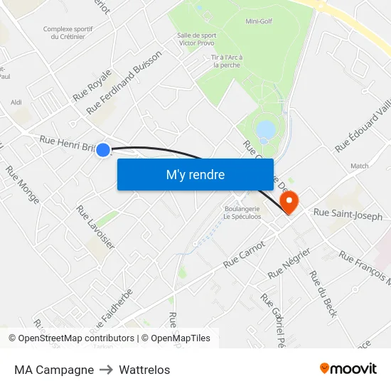 MA Campagne to Wattrelos map