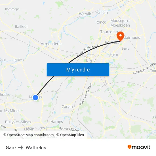 Gare to Wattrelos map