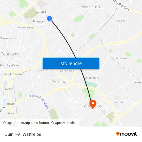 Juin to Wattrelos map