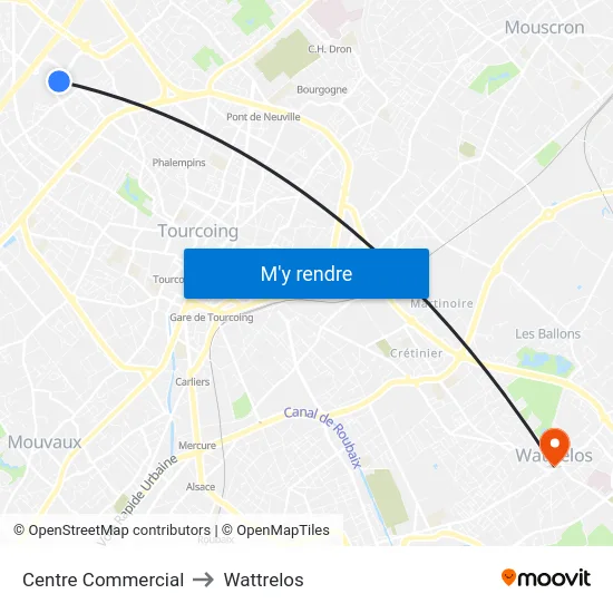 Centre Commercial to Wattrelos map