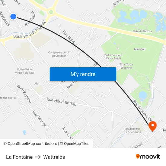 La Fontaine to Wattrelos map