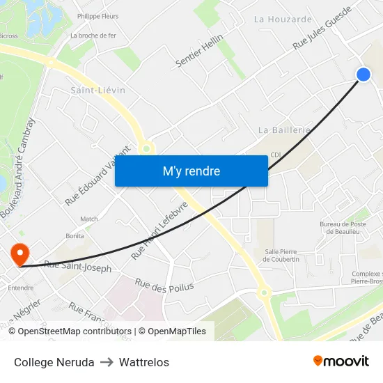 College Neruda to Wattrelos map