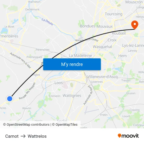 Carnot to Wattrelos map