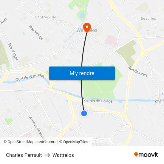 Charles Perrault to Wattrelos map