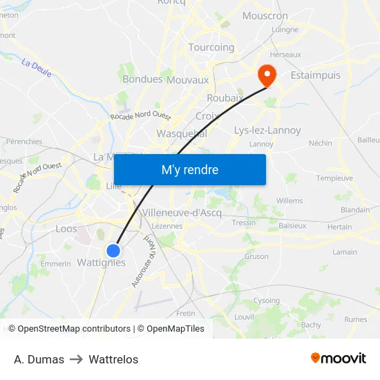 A. Dumas to Wattrelos map