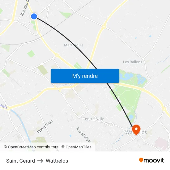 Saint Gerard to Wattrelos map