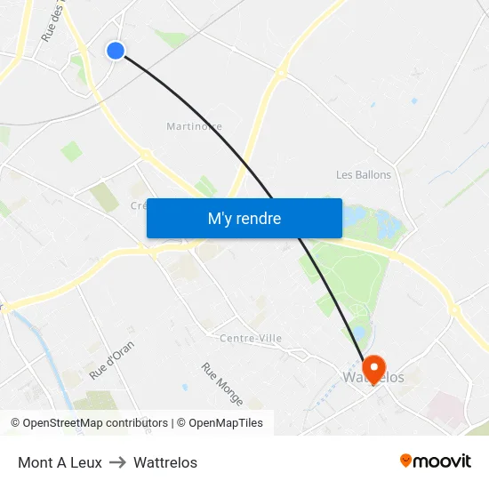 Mont A Leux to Wattrelos map