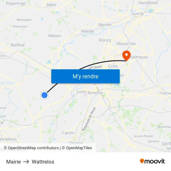 Mairie to Wattrelos map