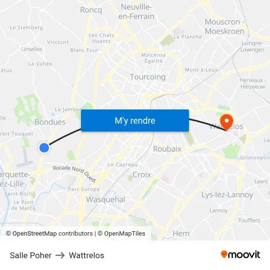 Salle Poher to Wattrelos map