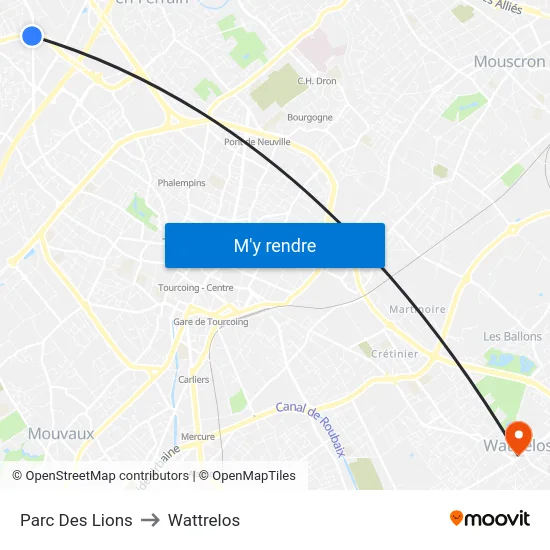 Parc Des Lions to Wattrelos map