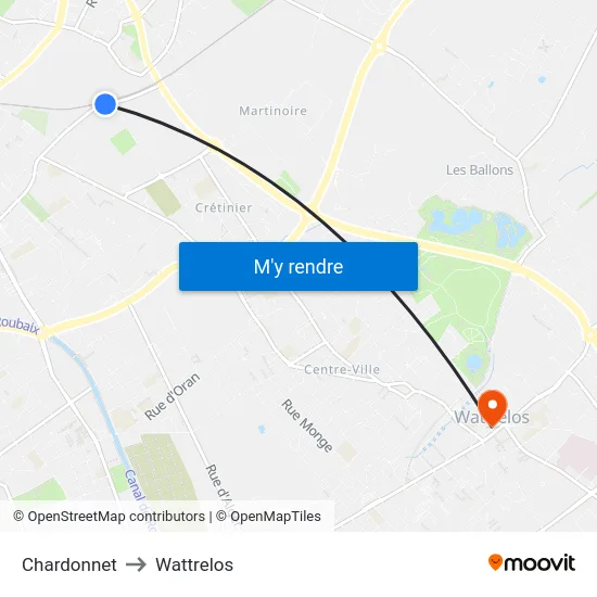 Chardonnet to Wattrelos map