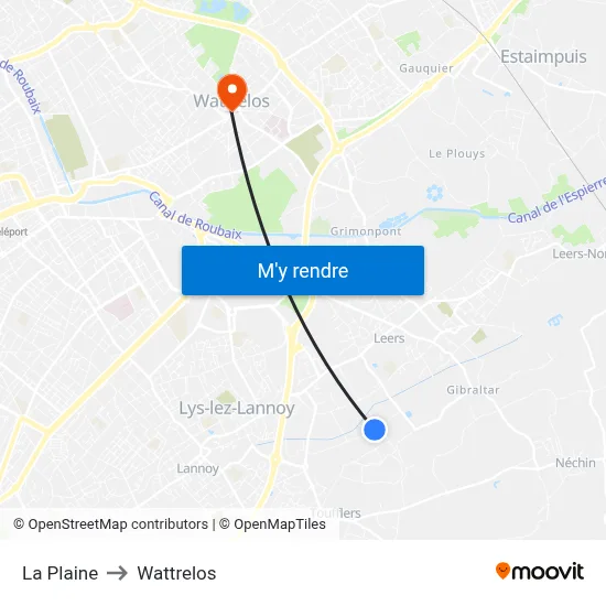 La Plaine to Wattrelos map