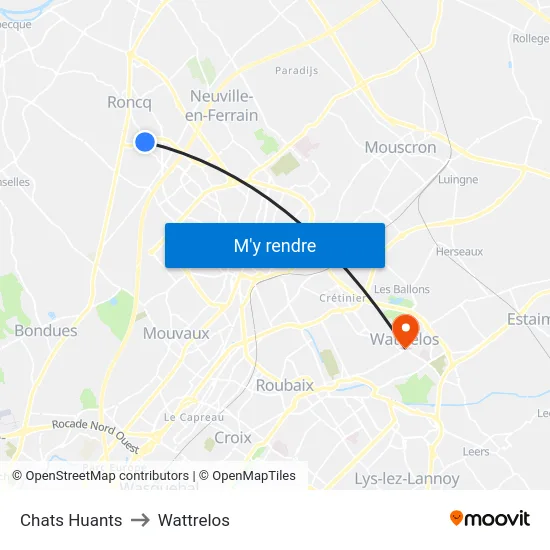 Chats Huants to Wattrelos map