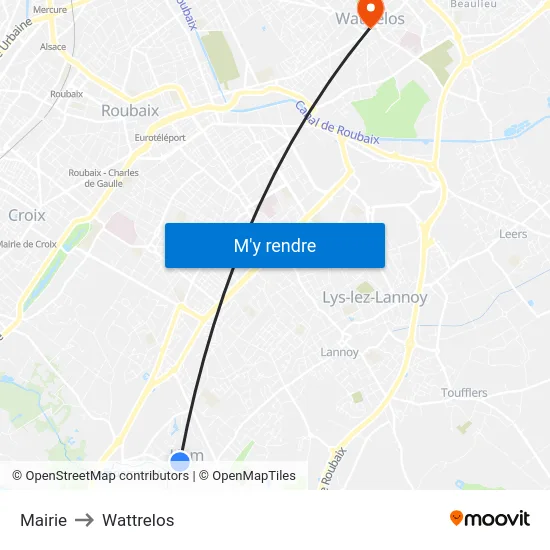Mairie to Wattrelos map