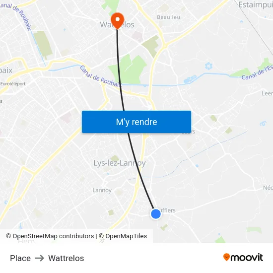 Place to Wattrelos map