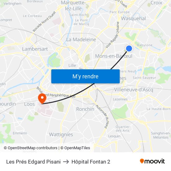 Les Prés Edgard Pisani to Hôpital Fontan 2 map