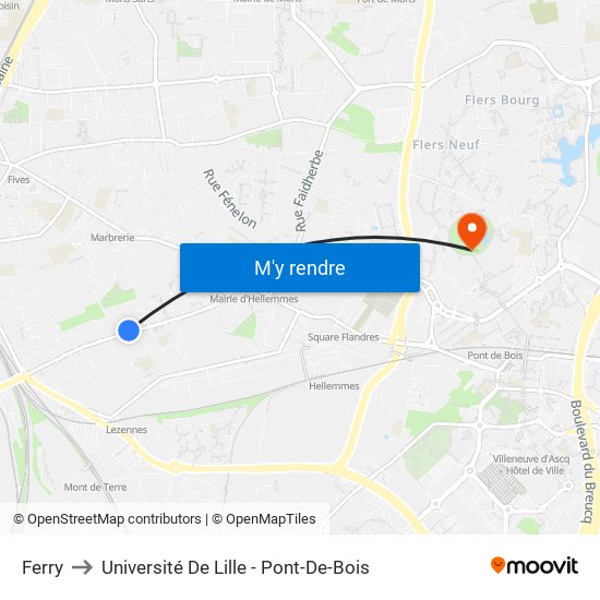 Ferry to Université De Lille - Pont-De-Bois map