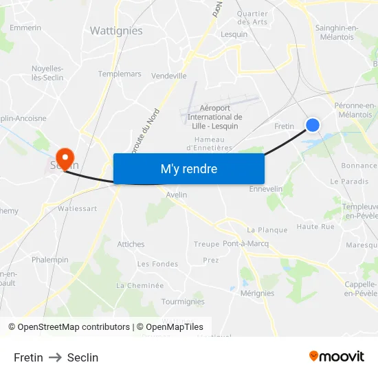 Fretin to Seclin map