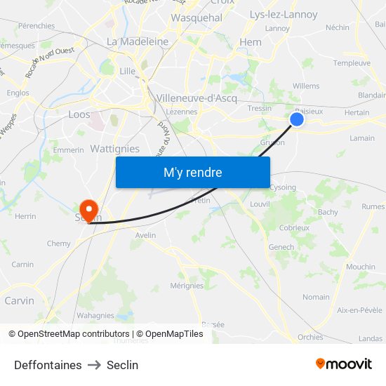 Deffontaines to Seclin map