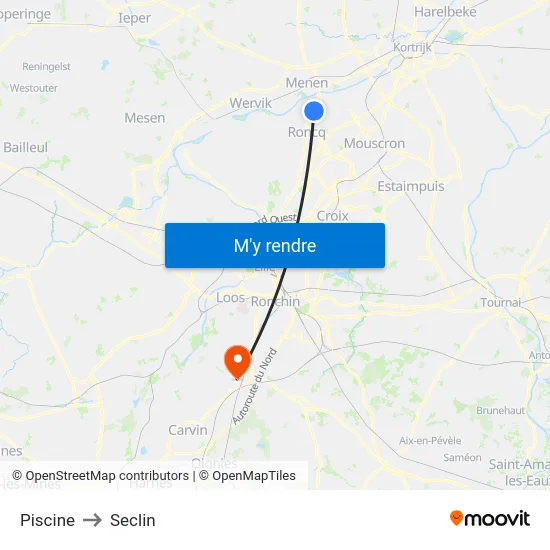 Piscine to Seclin map