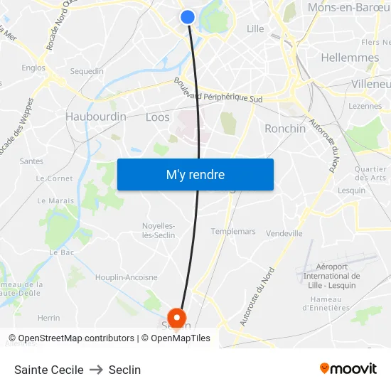 Sainte Cecile to Seclin map