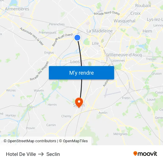 Hotel De Ville to Seclin map