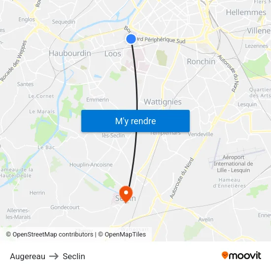 Augereau to Seclin map