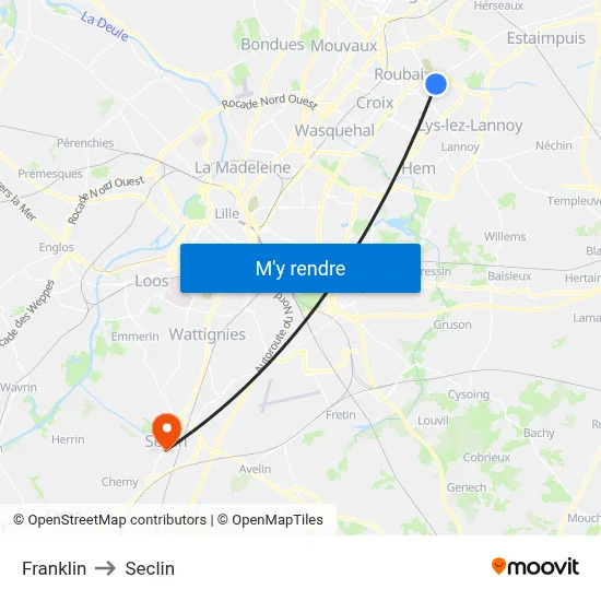 Franklin to Seclin map