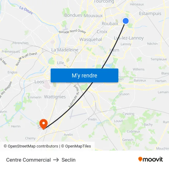 Centre Commercial to Seclin map