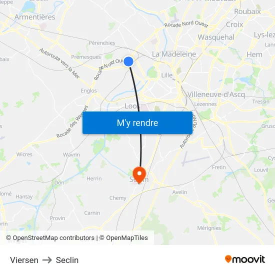Viersen to Seclin map