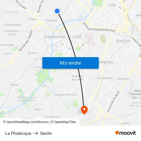 La Phalecque to Seclin map