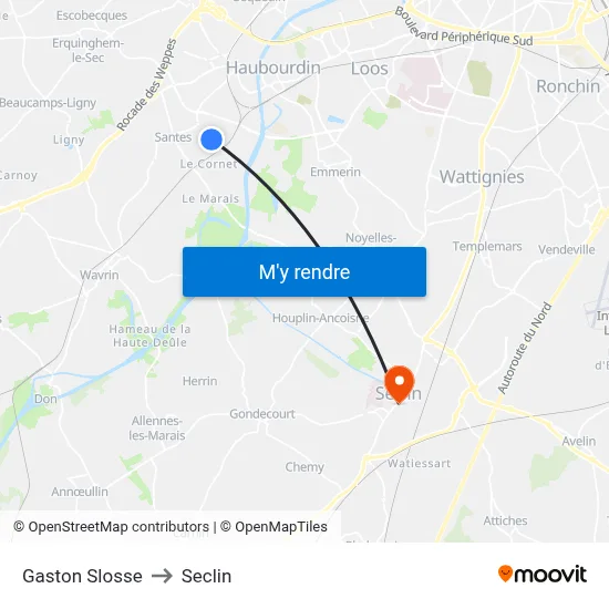 Gaston Slosse to Seclin map