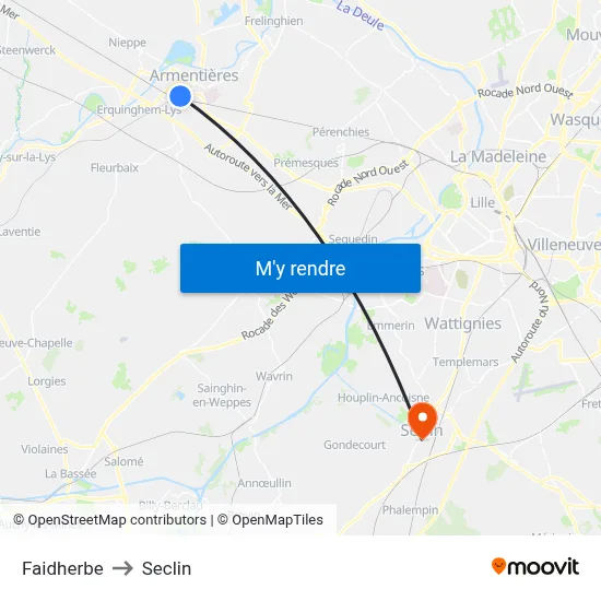 Faidherbe to Seclin map