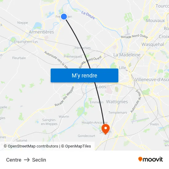 Centre to Seclin map
