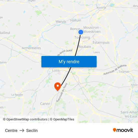 Centre to Seclin map