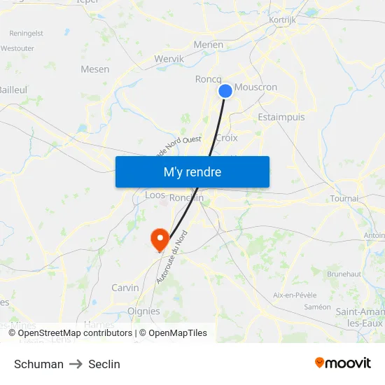 Schuman to Seclin map