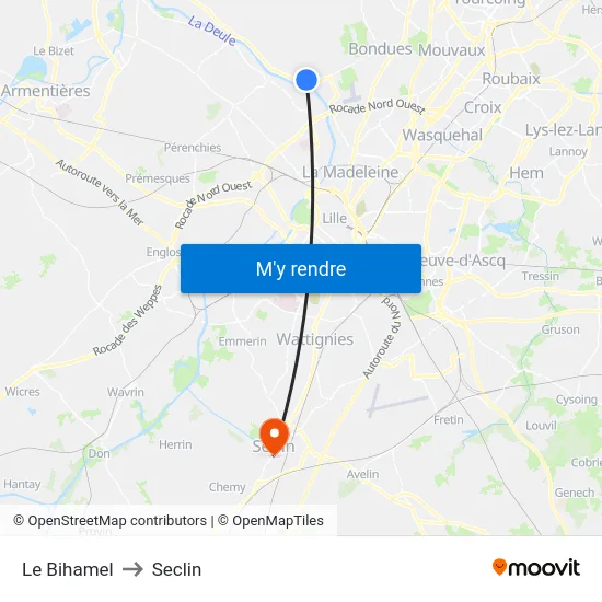 Le Bihamel to Seclin map