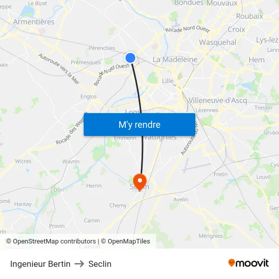 Ingenieur Bertin to Seclin map