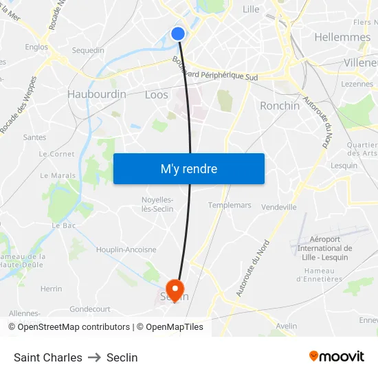 Saint Charles to Seclin map