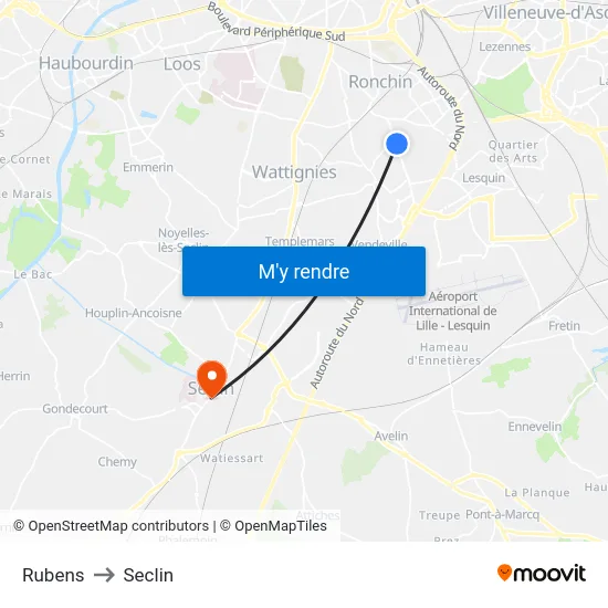 Rubens to Seclin map