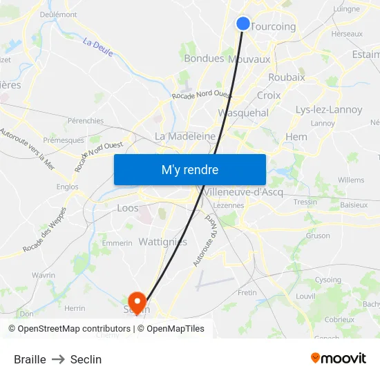 Braille to Seclin map